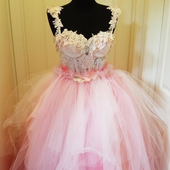 KELSEY Blush Lace & Tulle Wedding Ballgown Set - Picture 5 of 8